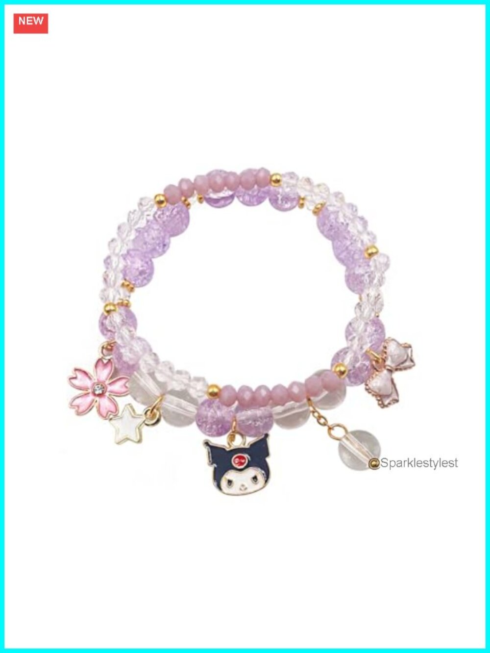 Crystal Bead Bracelet Set Cute Cartoon Elastic Pearl Beaded Bracelets